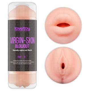 Lovetoy Virgin-Skin Blowout - vízálló, élethű vagina és száj maszturbátor (testszínű)