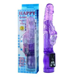 LyBaile Happy Rabbit - G-pontos, forgófejes, csiklókaros, nyuszis vibrátor - 21 cm (lila)