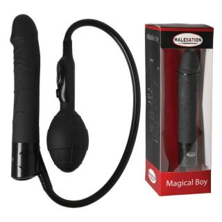 Malesation Magical Boy - távirányítós, felpumpálható vibrátor - 17 cm (fekete)