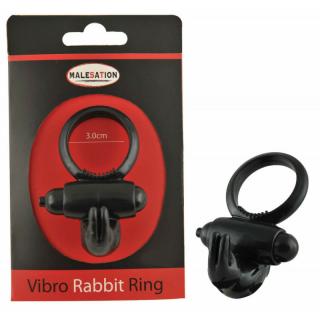 Malesation Vibro Rabbit Ring - csiklóizgatós, nyuszis, vibrációs péniszgyűrű (fekete)