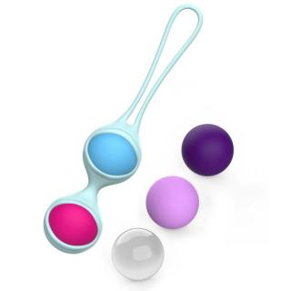 Mistress Beautiful Kegel Balls - szilikon, vízálló gésagolyó - 15,2 cm (piros-átlátszó-kék-lila-zöld)