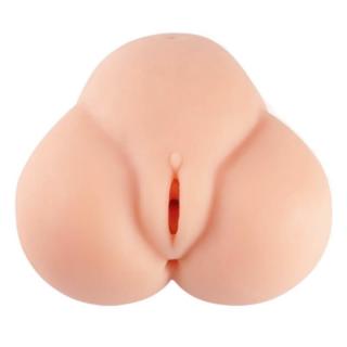 Mistress Maki's Butt Stroker - vízálló, vibrációs, élethű vagina és popsi maszturbátor - 25 cm (testszínű)