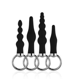 Nmc Back Up Butt Plug Kit - szilikon, vízálló anál dildó szett - 8,10 cm (fekete)