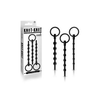 Nmc Knot-Knot 3-In-1 Beaded Sounding Set - szilikon, vízálló BDSM szett (fekete)