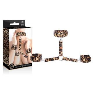 Nmc Leopard Frenzy Collar With Hand Cuffs - fém, műbőr bilincs (leopárd)