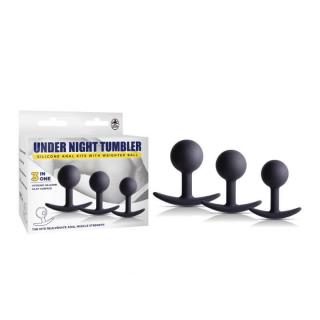 Nmc Under Night Tumbler Anal Kits With Weighted Ball - szilikon, vízálló anál dildó szett - 6,9/7,1/7,6 cm (fekete)