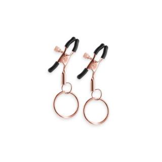 NS Novelties Bound Nipple Clamps C2 - fém mellcsipesz - 9 cm (arany-fekete)