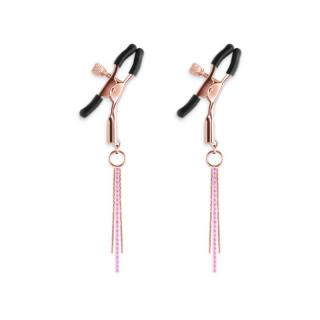 NS Novelties Bound Nipple Clamps D3 - fém mellcsipesz - 12,5 cm (arany-fekete-rózsaszín)