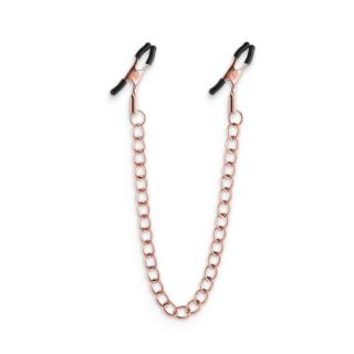 NS Novelties Bound Nipple Clamps DC2 - fém mellcsipesz - 44 cm (arany-fekete)