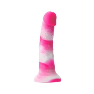 NS Novelties Colours Pleasures Yum Yum 7" Dildo - szilikon, letapasztható, vízálló, élethű dildó - 17,8 cm (fehér-rózsaszín)