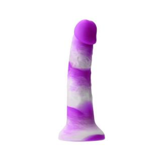 NS Novelties Colours Pleasures Yum Yum 7" Dildo - szilikon, letapasztható, vízálló, élethű dildó - 17,8 cm (lila-fehér)