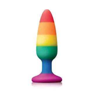 NS Novelties Colours Pride Edition Pleasure Plug Medium Rainbow - szilikon, letapasztható, vízálló anál dildó - 13 cm (színes)