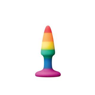 NS Novelties Colours Pride Edition Pleasure Plug Mini Rainbow - szilikon, letapasztható, vízálló anál dildó - 8,9 cm (színes)