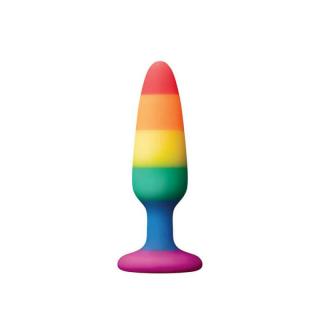 NS Novelties Colours Pride Edition Pleasure Plug Small Rainbow - szilikon, letapasztható, vízálló anál dildó - 10,8 cm (színes)