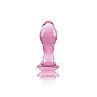 NS Novelties Crystal Gem - vízálló, üveg anál dildó - 8,9 cm (rózsaszín)