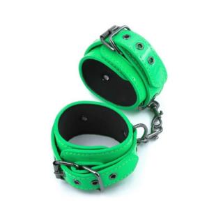 NS Novelties Electra Ankle Cuffs - műbőr, fém, neoprén bilincs (zöld-fekete)