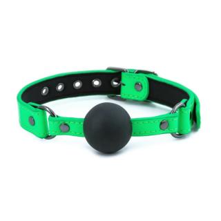 NS Novelties Electra Ball Gag - fém, neoprén, szilikon, műbőr szájpeckelő (zöld-fekete)