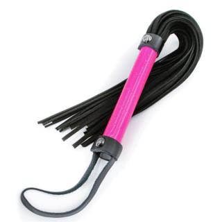 NS Novelties Electra Flogger - műbőr, fém, neoprén korbács - 47 cm (rózsaszín-fekete)