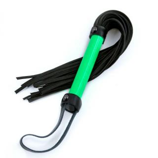 NS Novelties Electra Flogger - műbőr, fém, neoprén korbács - 47 cm (zöld-fekete)