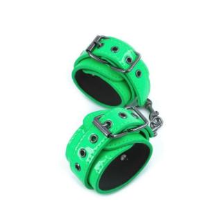 NS Novelties Electra Wrist Cuffs - műbőr, fém, neoprén bilincs (zöld-fekete)