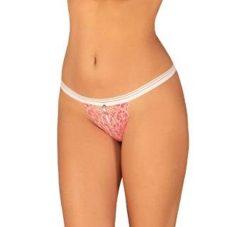 Obsessive Bloomys Thong - szexi női alsó (rózsaszín-fehér)