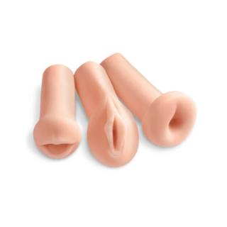 Pipedream Extreme Toyz All 3 Holes - vízálló, élethű maszturbátor szett - vagina/száj/popsi - 3 db (testszínű)