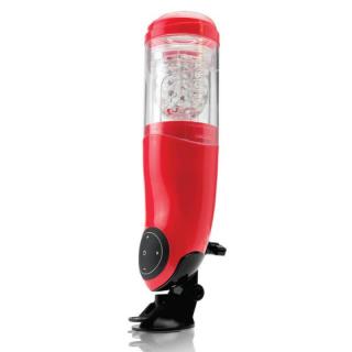 Pipedream Extreme Toyz Mega-Bator Mouth - akkus, letapasztható, vízálló, vibrációs száj maszturbátor (piros-átlátszó)