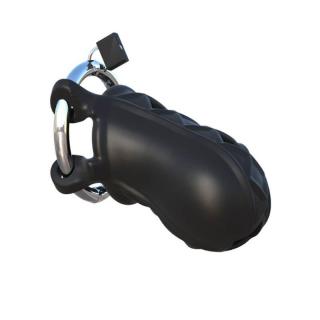 Pipedream Fantasy C-Ringz Extreme Silicone Cock Blocker - fém, szilikon pénisz zár - 8,5 cm (fekete)