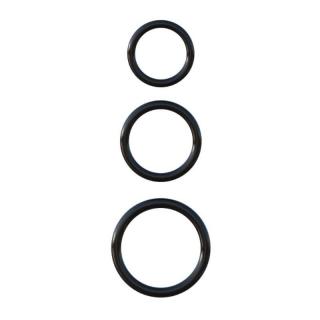 Pipedream Fantasy C-Ringz Silicone 3-Ring Stamina Set - szilikon, vízálló péniszgyűrű szett - 3 db (fekete)