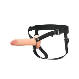 Pipedream Fantasy X-Tensions Elite 7" Silicone Hollow Strap-On Dual Density - felcsatolható, vízálló, élethű dildó hámmal - 17,8 cm (testszínű)