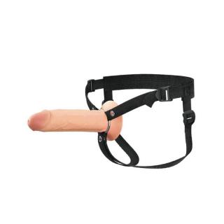 Pipedream Fantasy X-Tensions Elite 8" Silicone Hollow Strap-On Dual Density - felcsatolható, vízálló, élethű dildó hámmal - 21,6 cm (testszínű)
