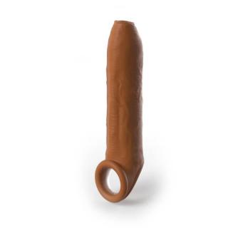 Pipedream Fantasy X-Tensions Elite Uncut 7" Extension Sleeve With Strap - szilikon, vízálló, élethű, hosszabbító péniszköpeny - 20,3 cm (tan)