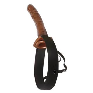 Pipedream Fetish Fantasy Series 10" Chocolate Dream Hollow Strap-On - felcsatolható, vízálló, élethű dildó hámmal - 25 cm (barna-fekete)