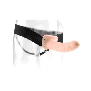 Pipedream Fetish Fantasy Series 8" Hollow Strap-On - felcsatolható, vízálló, élethű dildó hámmal - 20 cm (fekete-testszínű)