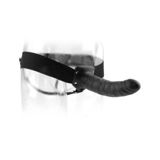 Pipedream Fetish Fantasy Series 8" Hollow Strap-On - felcsatolható, vízálló, élethű dildó hámmal - 20 cm (fekete)