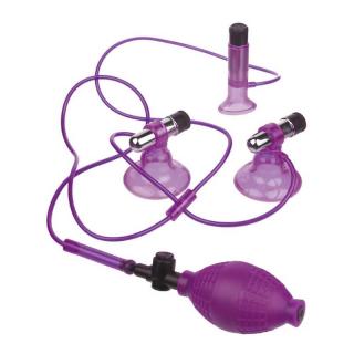 Pipedream Fetish Fantasy Series Fetish Fantasy Triple Suckers - vízálló, vibrációs mellbimbó pumpa (lila-átlátszó)