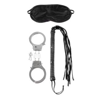 Pipedream Fetish Fantasy Series Lover's Fantasy Kit - BDSM szett - szemmaszk, bilincs, korbács - (ezüst-fekete)