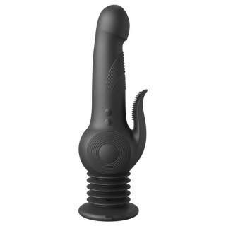 Pipedream Fetish Fantasy Series Pogo Thruster - szilikon, akkus, letapasztható, G-pontos, vízálló, csiklókaros vibrátor - 23,5 cm (fekete)