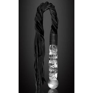 Pipedream Icicles No. 38 - bőr, üveg korbács - 17/67,5 cm (fekete-átlátszó)