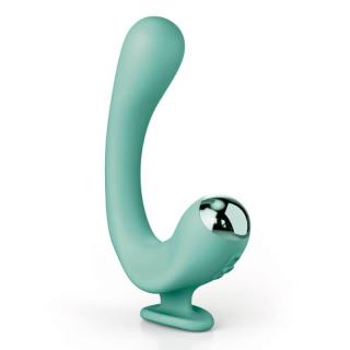 Pipedream JimmyJane Reflexx Rabbit 2 - szilikon, akkus, melegítős, csiklóizgatós, G-pontos, vízálló vibrátor - 17,2 cm (zöld)