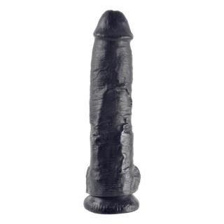 Pipedream King Cock 10" Cock With Balls - letapasztható, herés, vízálló, élethű dildó - 25,4 cm (fekete)