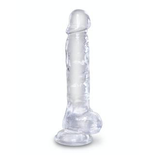 Pipedream King Cock Clear 8" With Balls - letapasztható, herés, vízálló, élethű dildó - 20 cm (átlátszó)