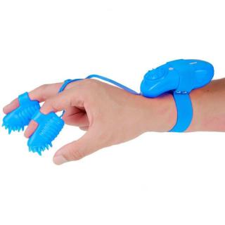 Pipedream Neon Magic Touch Finger Fun - távirányítós ujjvibrátor - 5,6 cm (kék)