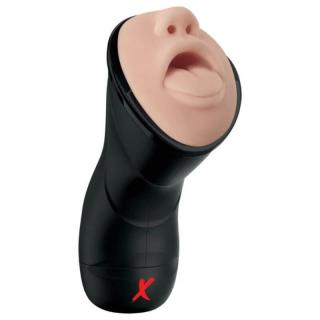 Pipedream PDX Elite Deep Throat Vibrating Stroker - vízálló, élethű, vibrációs száj maszturbátor (fekete-testszínű)