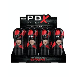 Pipedream PDX Elite Pipedream Extreme Elite Vibrating Stroker Display - maszturbátor szett - 6 db vagina + 6 db ánusz maszturbátor (fekete)