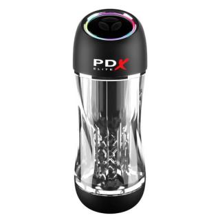 Pipedream PDX Elite ViewTube Pro - akkus, vízálló, vibrációs maszturbátor (fekete-átlátszó)