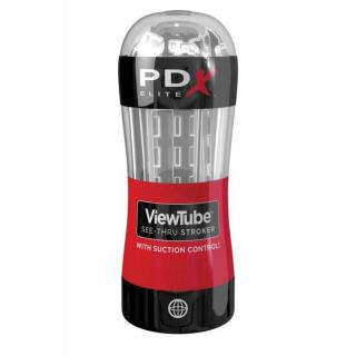Pipedream PDX Elite Viewtube See-Thru Stroker - vízálló maszturbátor (piros-átlátszó)