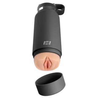Pipedream PDX Plus Fuck Flask Secret Delight Discreet Stroker - szilikon, letapasztható, vízálló, élethű vagina maszturbátor (fekete-testszínű)