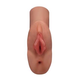 Pipedream PDX Plus Perfect Pussy Double Stroker - vízálló, élethű vagina és popsi maszturbátor (tan)