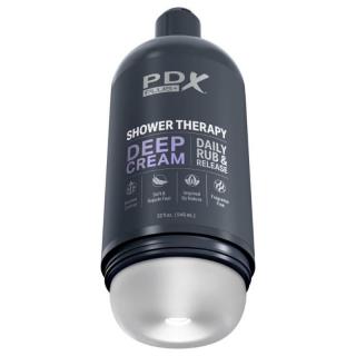 Pipedream PDX Plus Shower Therapy Deep Cream - letapasztható, vízálló maszturbátor (átlátszó)